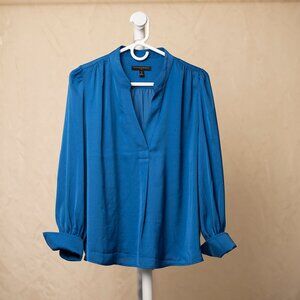 Banana Republic, Long Sleeve Blouse, Petite Medium, Blue